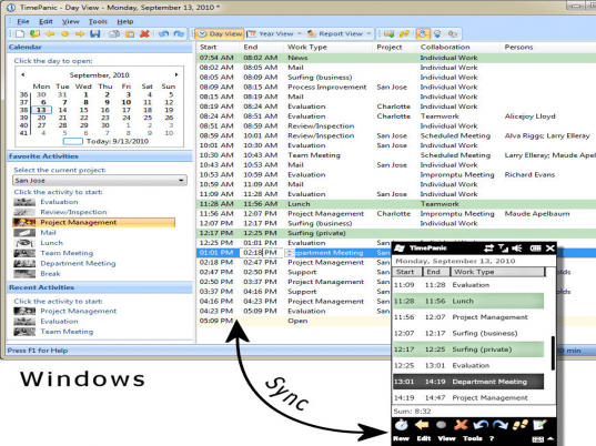 TimePanic for Windows and Pocket PC Screenshot 1