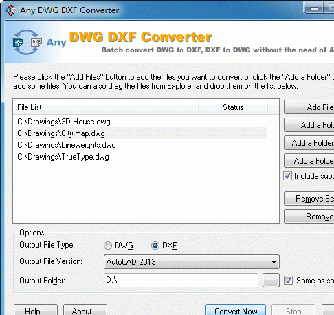 DWG to DXF 2007.1 Screenshot 1