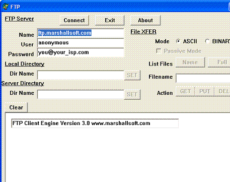FTP Client Engine for dBase Screenshot 1