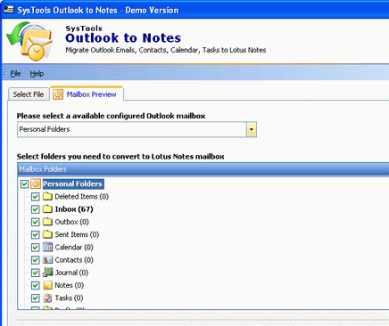 Transfer Outlook to Lotus Notes Screenshot 1