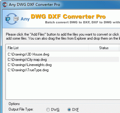 DWG to DXF Converter Pro 2010.3 Screenshot 1