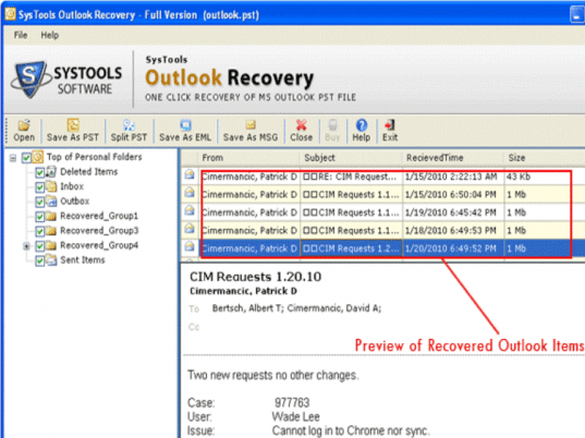Recover Outlook Files Screenshot 1