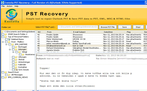 Outlook PST Recovery Software Screenshot 1