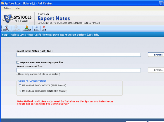 Export from Lotus Notes to PST Screenshot 1