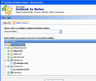Export Outlook to Lotus Notes Screenshot 1