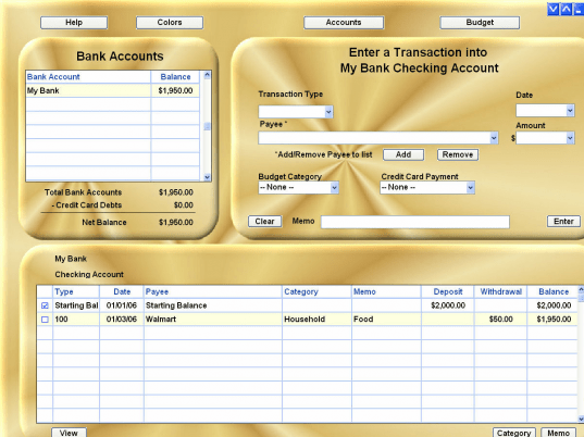 Checkbook Ease Freeware Screenshot 1