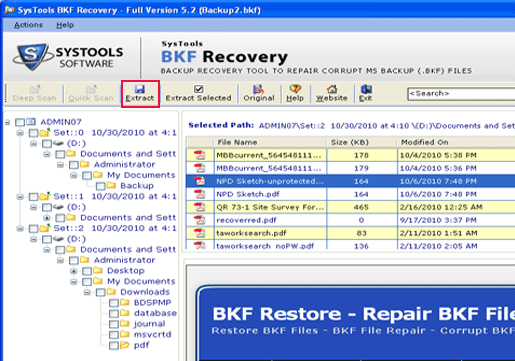 Backup exec BKF Datei Recovery Screenshot 1