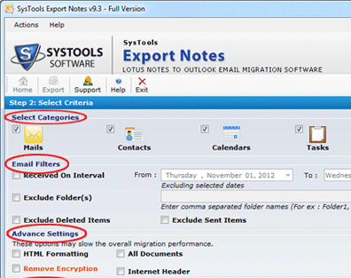 Lotus Notes Export All Mail Screenshot 1