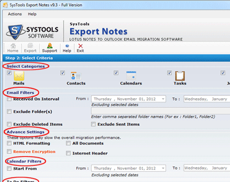 Export Notes Mailbox to Outlook Screenshot 1