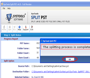 Split Oversized PST File Screenshot 1