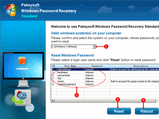 Remove Windows 7 Password Screenshot 1