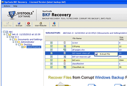 Restore Backup Exec BKF File Screenshot 1