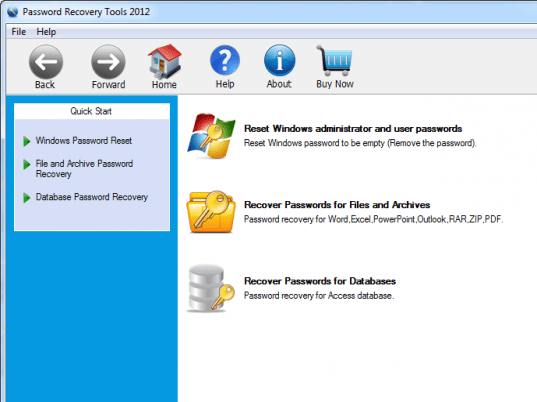 Password Recovery Tools 2012 Screenshot 1