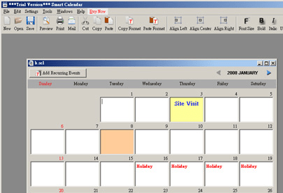 Smart Calendar Software Screenshot 1