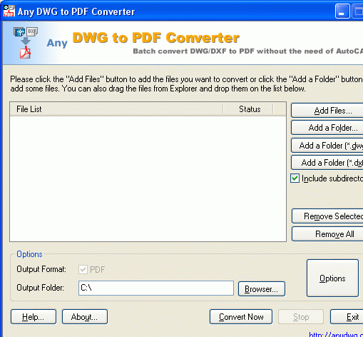 AutoCAD to PDF Converter 2009 Screenshot 1
