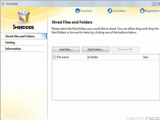 EgisTec Shredder Screenshot 1