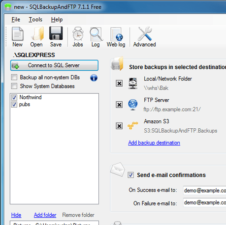 SQL Backup and FTP Screenshot 1