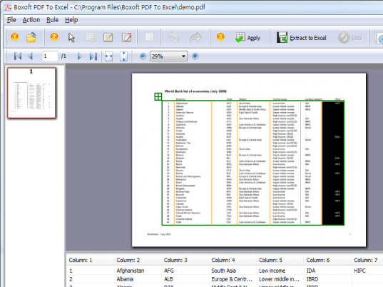 Boxoft PDF to Excel Screenshot 1