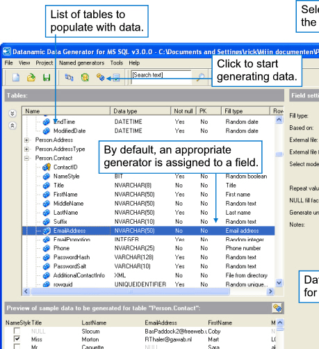 Data Generator for MS SQL Screenshot 1