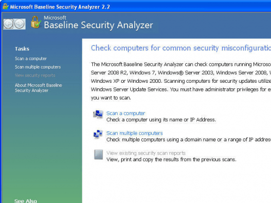 Microsoft Baseline Security Analyzer Screenshot 1