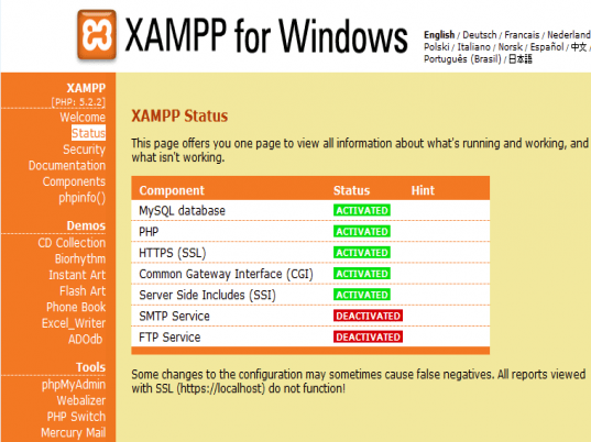 XAMPP Screenshot 1