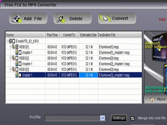 Free FLV to MP4 Converter Screenshot 1