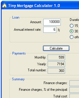 Tiny Mortgage Calculator Screenshot 1