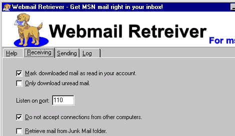 Webmail Retriever for msn Screenshot 1