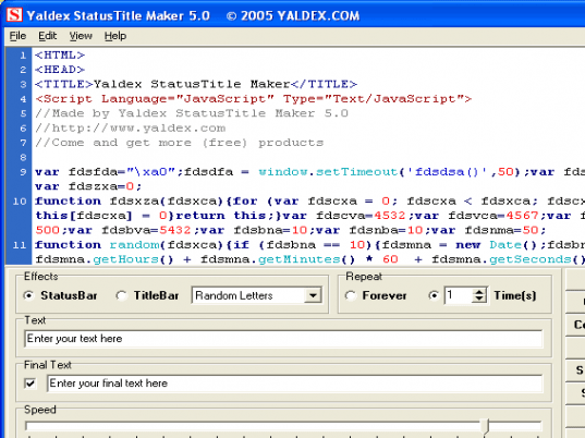 Yaldex StatusTitle Maker 5.4 Screenshot 1