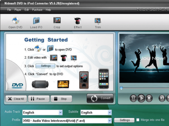Nidesoft DVD to iPod Converter Screenshot 1