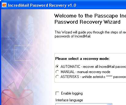 IncrediMail Password Recovery Screenshot 1