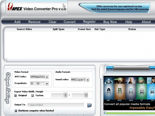 Apex Video Converter Pro Screenshot 1
