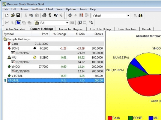 Personal Stock Monitor GOLD Screenshot 1