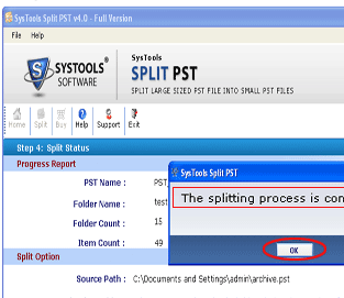 Splitting PST file Screenshot 1