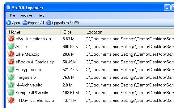 StuffIt Expander Windows Screenshot 1
