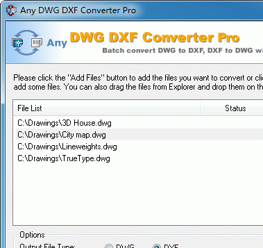 DWG to DXF Converter Pro 2010.12 Screenshot 1