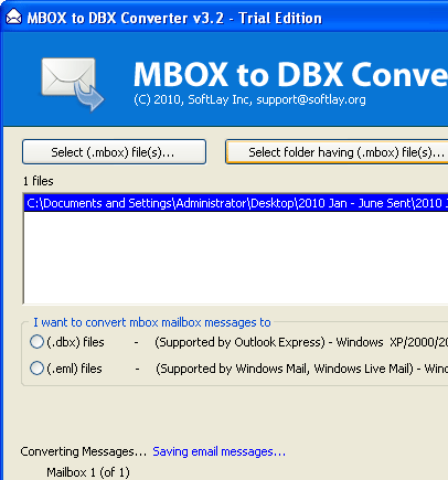 SoftLay MBOX to DBX Converter Screenshot 1
