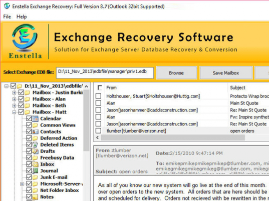 EDB File Recovery Screenshot 1