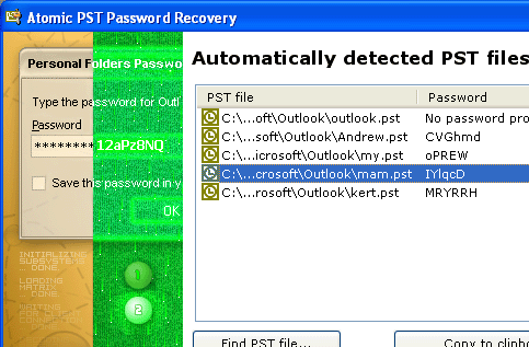 Atomic PST Password Recovery Screenshot 1