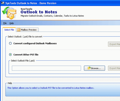 PST file to Lotus Notes Mail Converter Screenshot 1