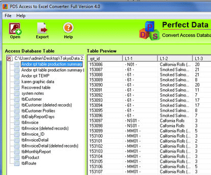 Access to Excel Converion Screenshot 1