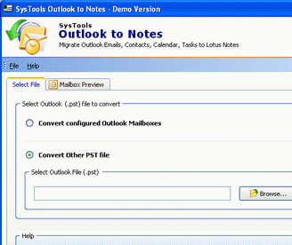 Export Outlook PST file to Notes NSF Screenshot 1