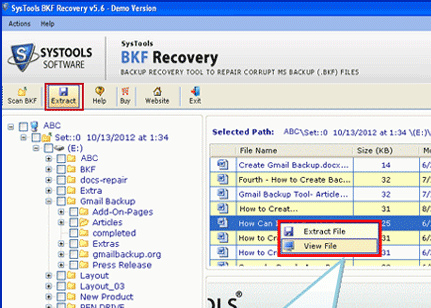 Windows Backup Database Recovery Screenshot 1