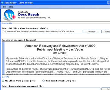 Docx File Retrieval Screenshot 1