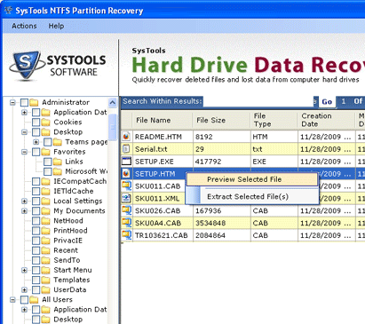 Registry Data Recovery Software Screenshot 1