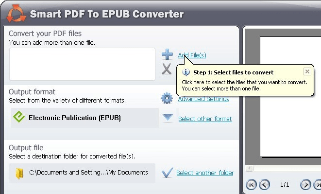 Smart PDF to EPUB Converter Screenshot 1