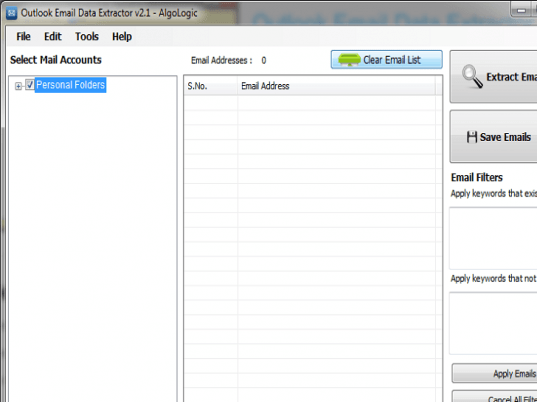 Outlook Email Address Extractor Screenshot 1