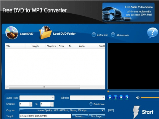Free DVD to MP3 Converter Screenshot 1