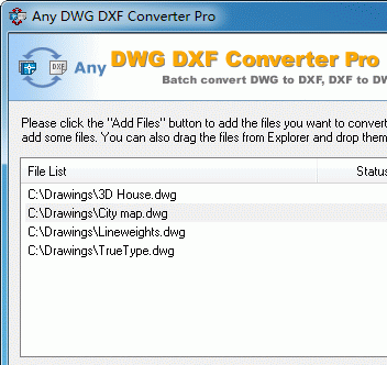 DWG to DXF Converter Pro 2009.4 Screenshot 1