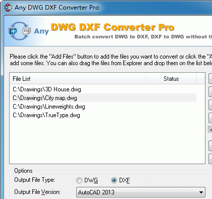 DWG to DXF Converter Pro 2009.9 Screenshot 1